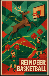 Reindeer Basketball Poster