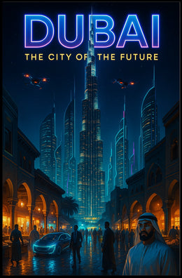 Dubai City Of The Future Poster Futuristic Skyline Decor