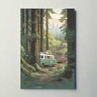Serene Retro Escape Forest Camping Travel Poster