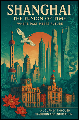 Shanghai Architecture Illustrative Modern Traditional Poster