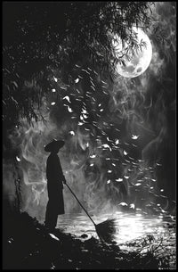 Mystical Moonlit Solitude in Nature - Artistic Poster PosterGoat