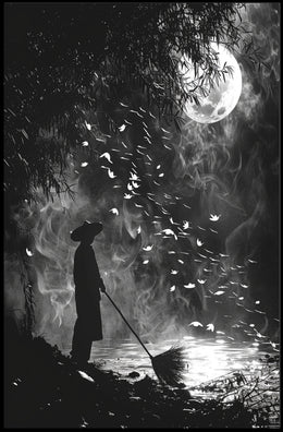 Mystical Moonlit Solitude in Nature - Artistic Poster PosterGoat