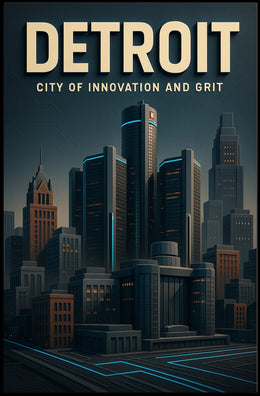 Detroit Modern Skyline: Urban or Cityscape Poster PosterGoat
