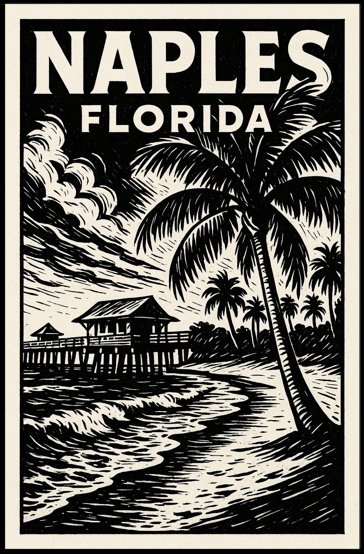 Naples Florida Coastal Charm Poster Wall Art 18x24