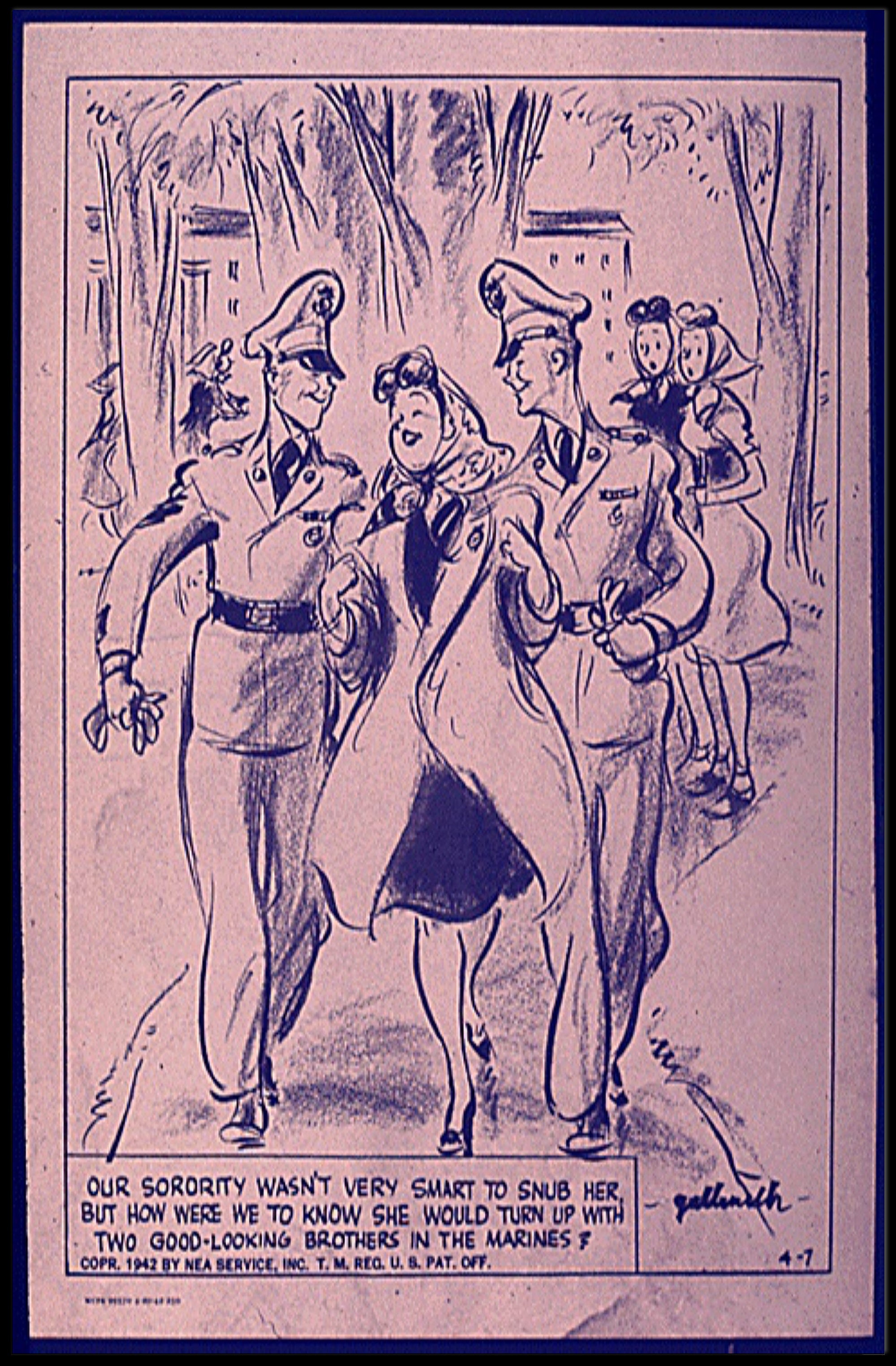 1942 Marine Camaraderie Vintage WWII Art Print