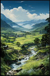 Serene Valley Landscape Poster