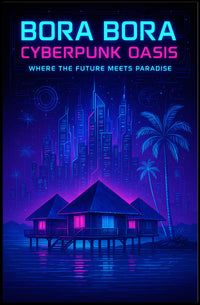 Bora Bora Cyberpunk Oasis Poster PosterGoat