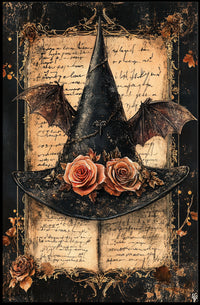 Mystical Witch Hat Halloween Scene Artistic Poster