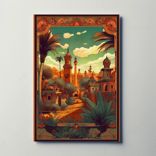 Moroccan Desert Palace Fantasy City Travel Poster