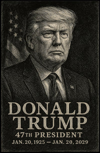 Donald Trump Presidential Leadership Vision Etching Art Style Patriotic Iconic Poster