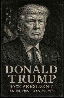 Donald Trump Presidential Leadership Vision Etching Art Style Patriotic Iconic Poster