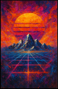 Futuristic Abstract Landscape with Synthwave Aesthetic Poster
