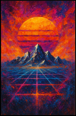 Futuristic Abstract Landscape with Synthwave Aesthetic Poster
