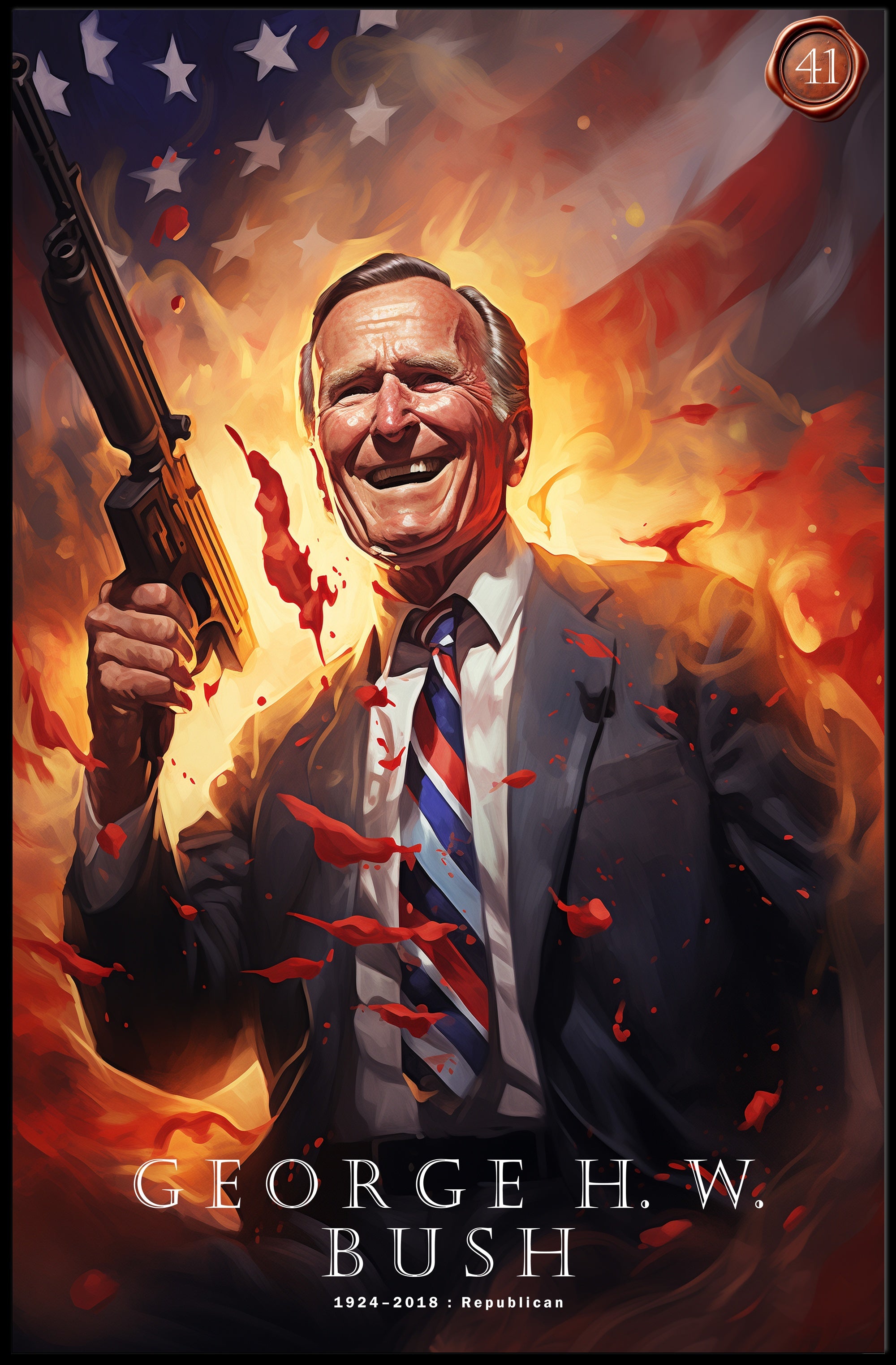 Commemorative Portrait of George H.W. Bush Poster