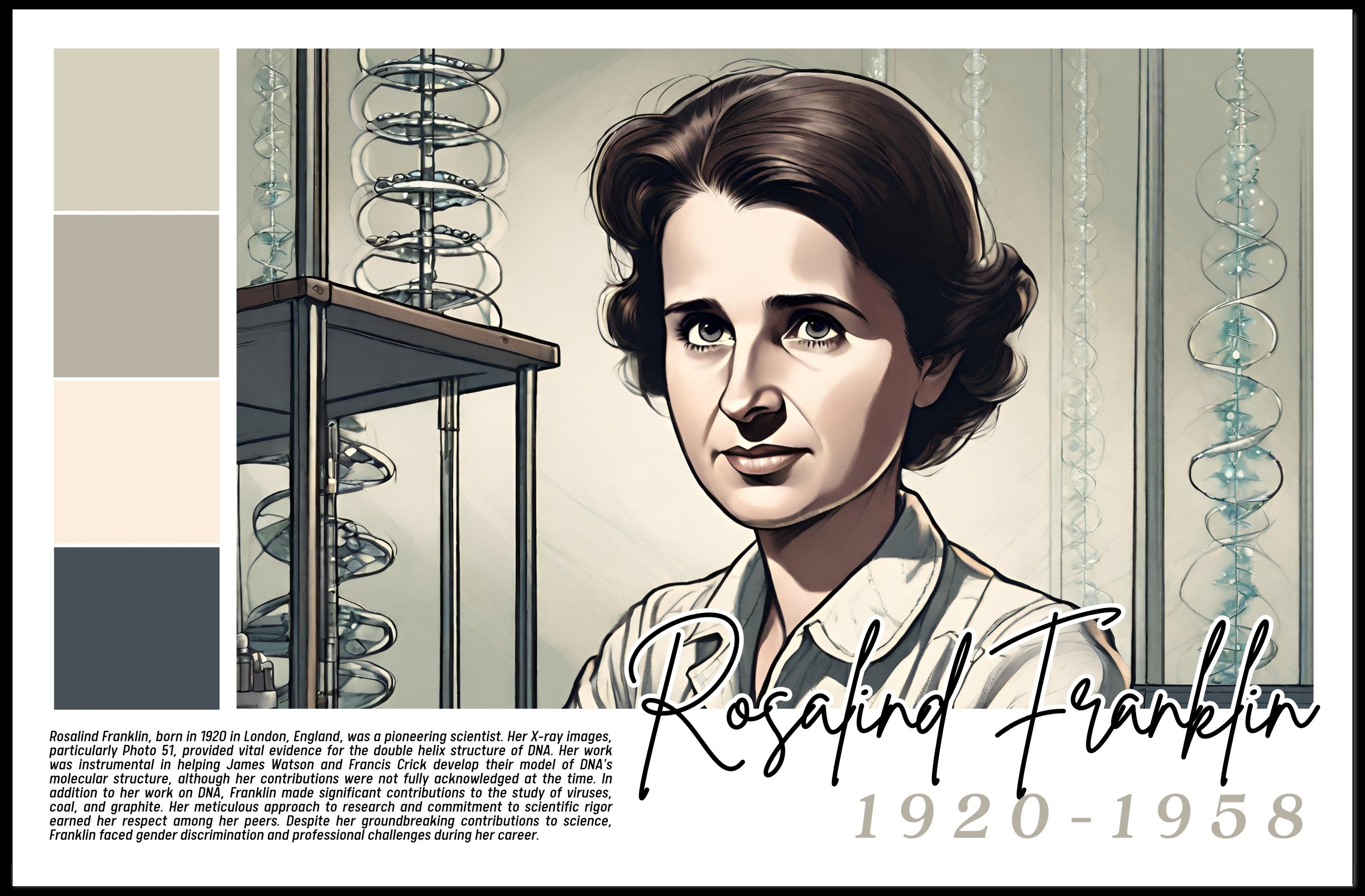 Rosalind Franklin: Pioneer of DNA Research Poster