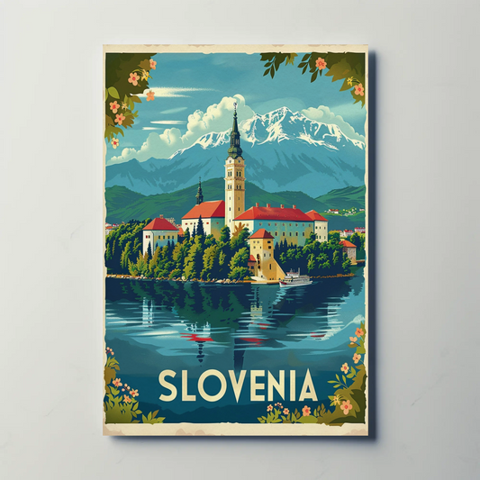 Charming Castle View Slovenia Travel Poster