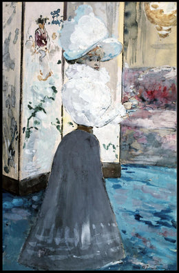 Victorian Elegance: Woman with Feathered Hat Artistic Poster