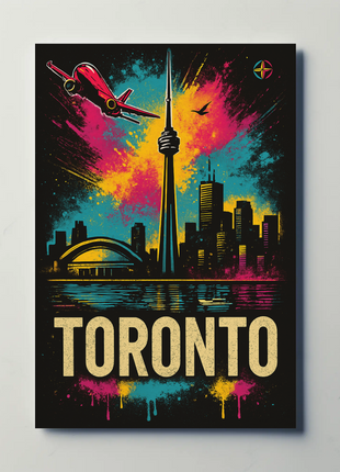 Vibrant Toronto Travel Poster with Iconic City Landmarks