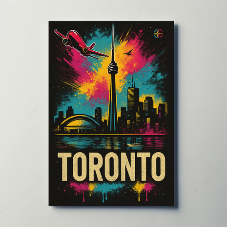 Vibrant Toronto Travel Poster with Iconic City Landmarks
