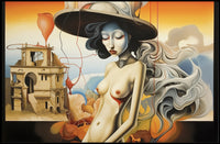 Surreal Silver-Haired Woman in Artistic Poster