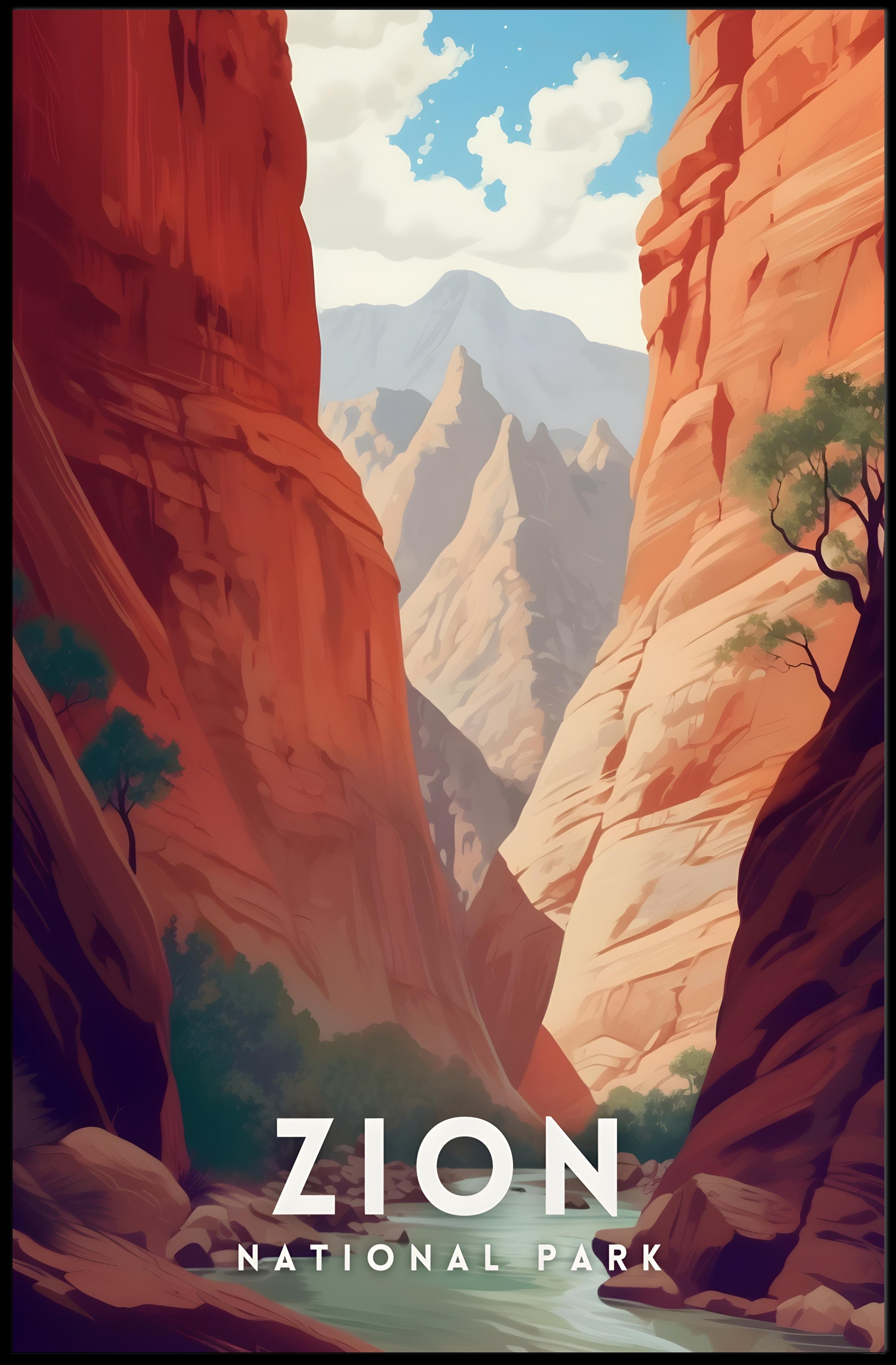 Zion National Park Scenic Travel Poster Print