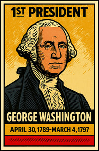 George Washington 1st President of the United States Inked Comic Style Poster