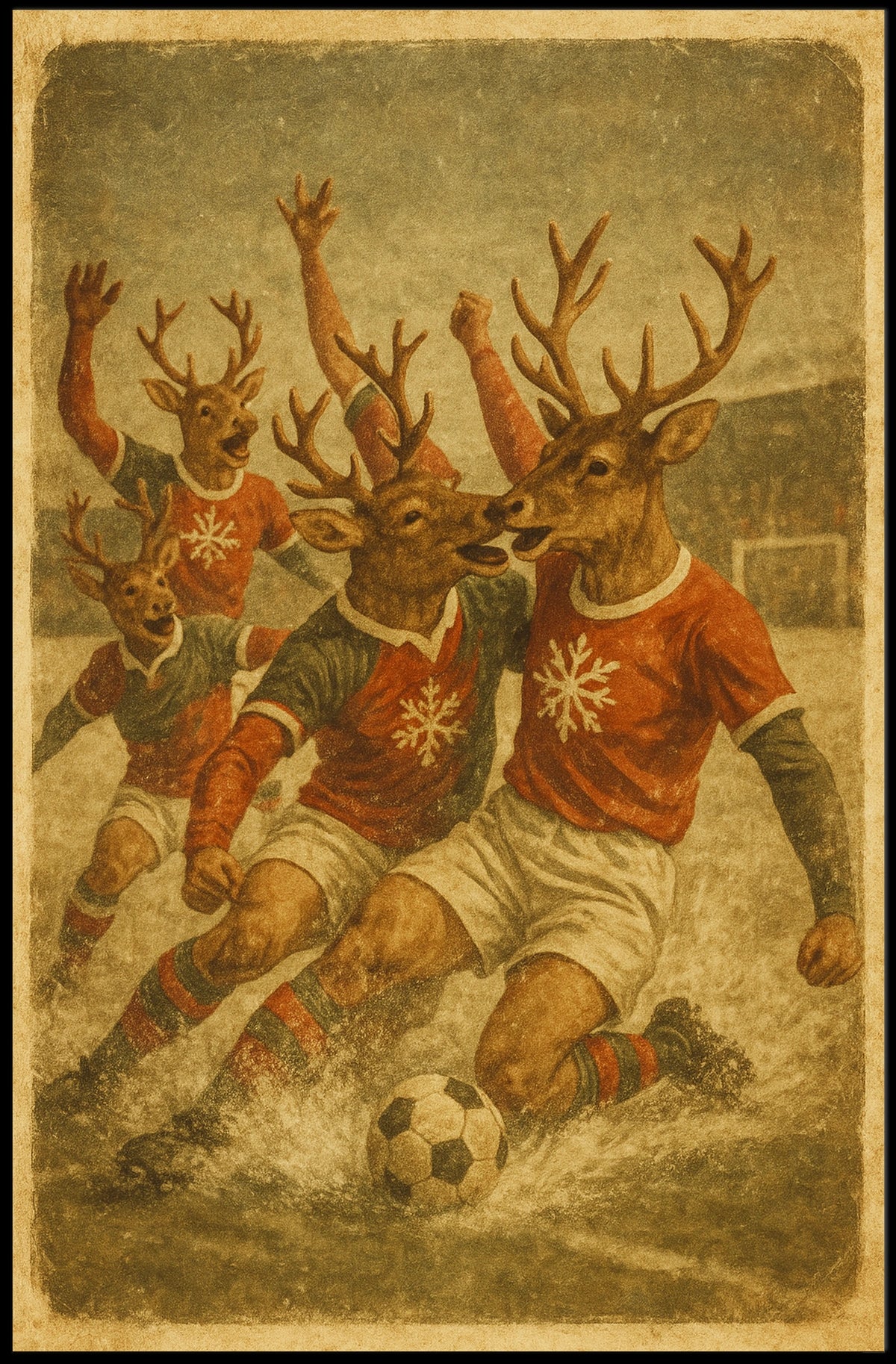Reindeer Soccer Match Poster