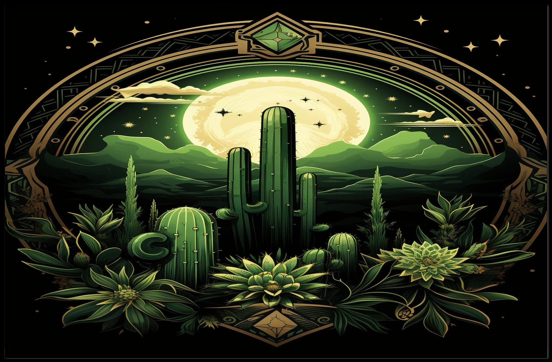 Desert Moonlit Oasis Poster