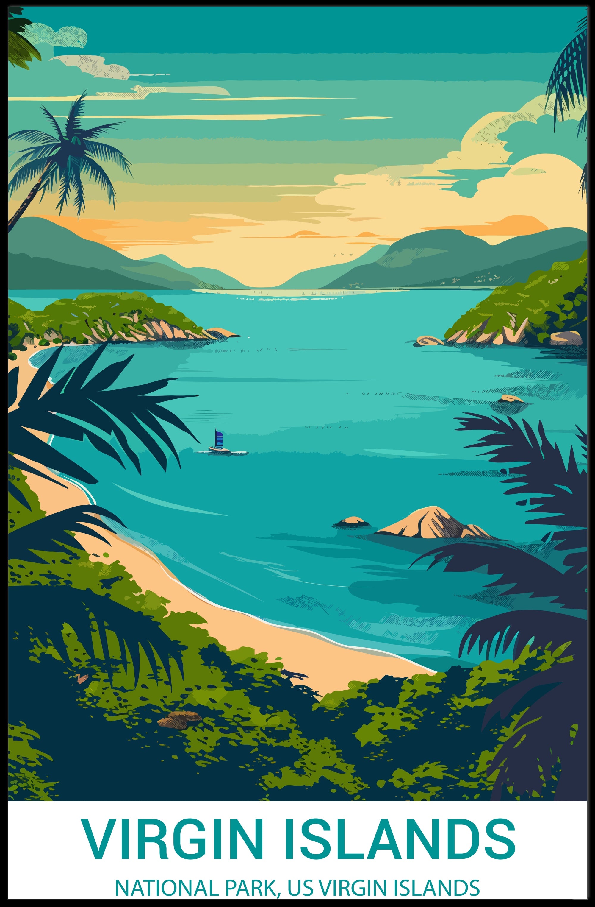 Scenic Virgin Islands National Park Travel Poster