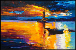 Lighthouse at Sunset Poster