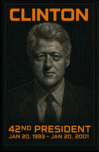 Bill Clinton 42nd President of the United States Techno Schematic Poster