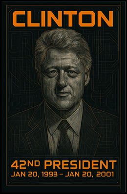 Bill Clinton 42nd President of the United States Techno Schematic Poster