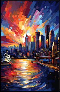 Vivid Cityscape At Sunset Poster