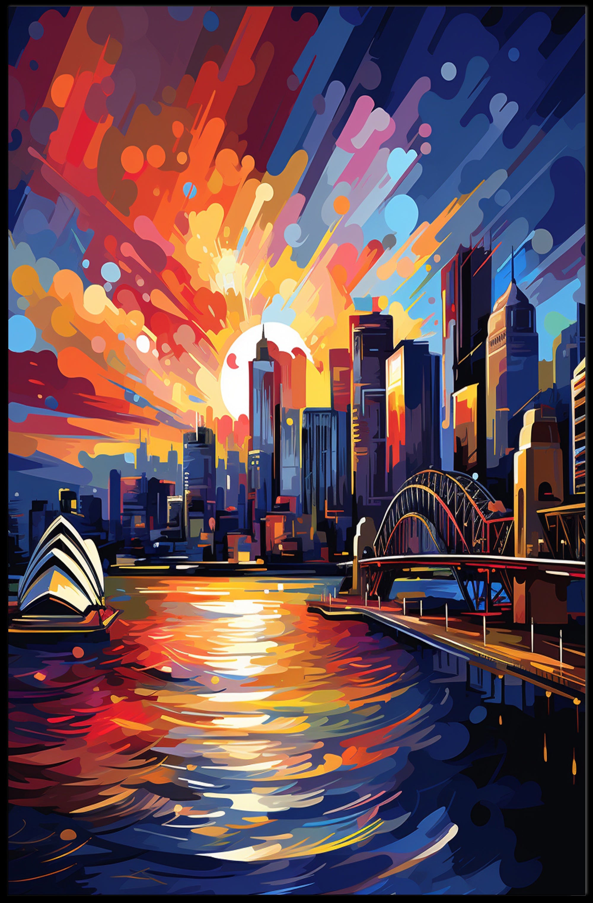 Vivid Cityscape At Sunset Poster