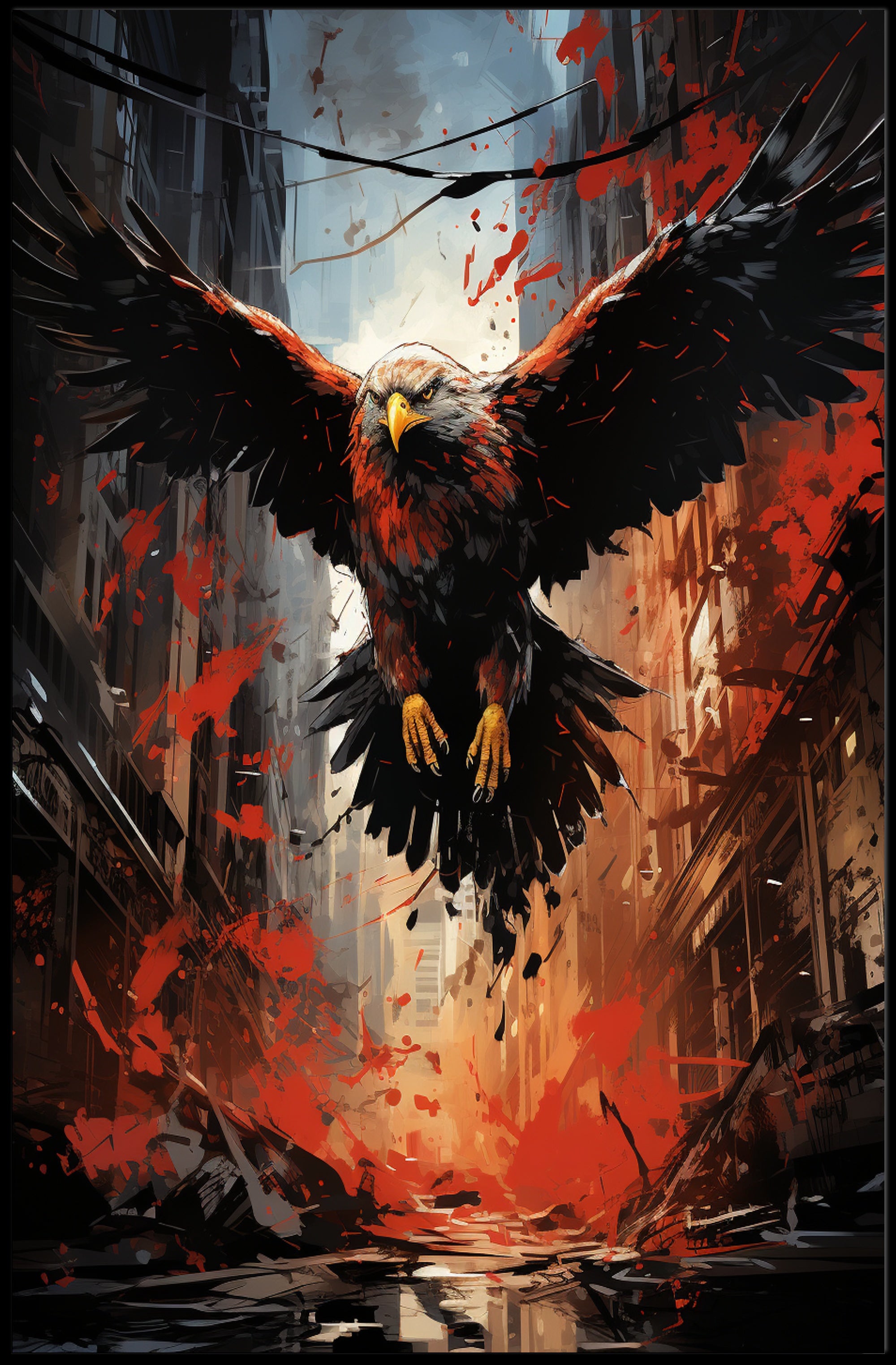 The Majestic Eagle In Urban Chaos Poster PosterGoat
