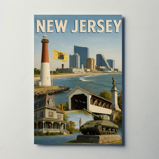 New Jersey Coastal Attractions Lighthouses Boardwalk Travel Poster Travel Poster