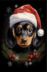 Festive Dog with Santa Hat: Animal Poster