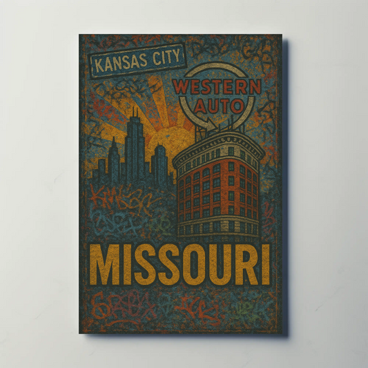 Kansas City Missouri Western Auto Urban Grunge Travel Poster