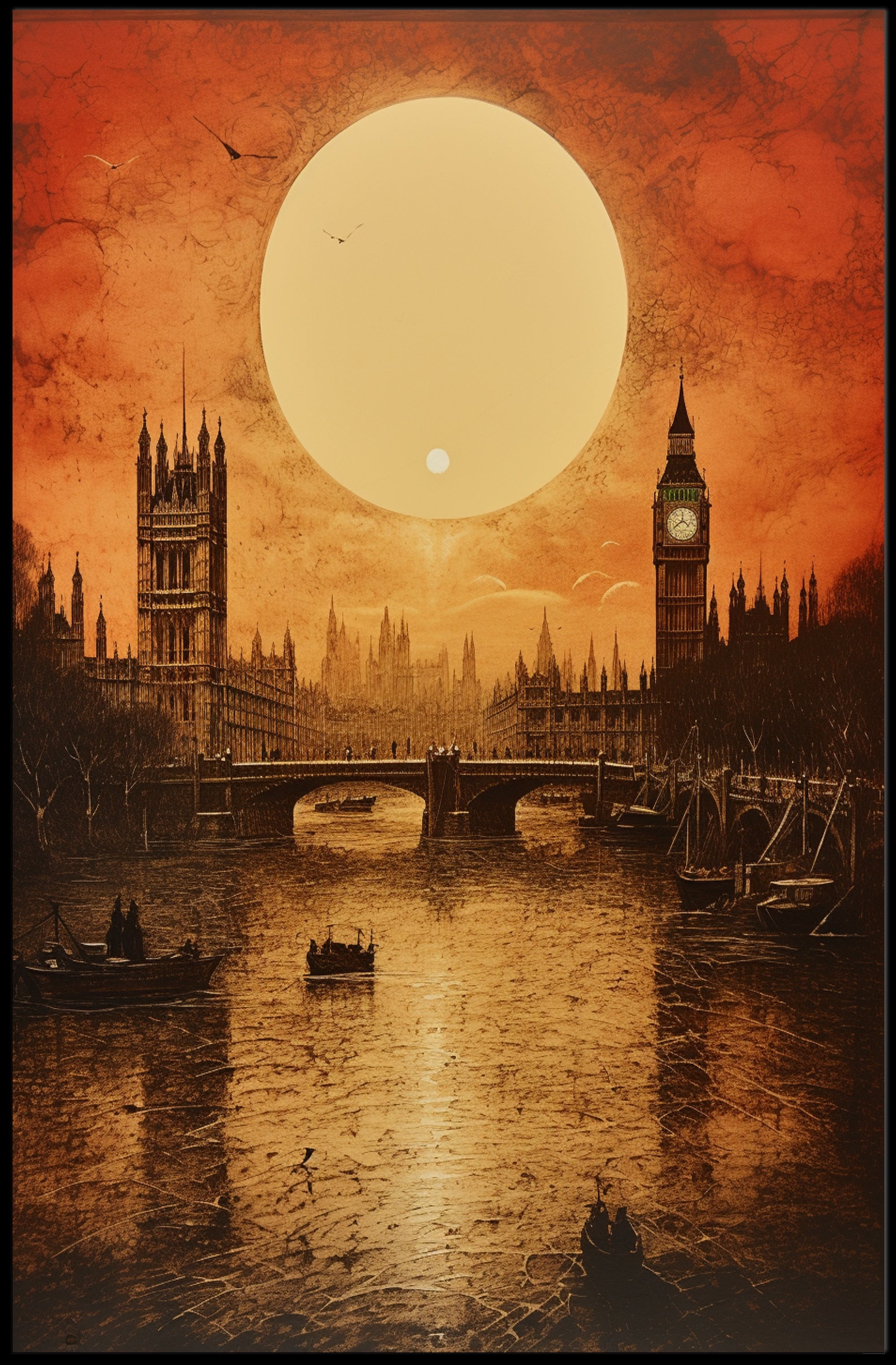 Sunset Over London Poster