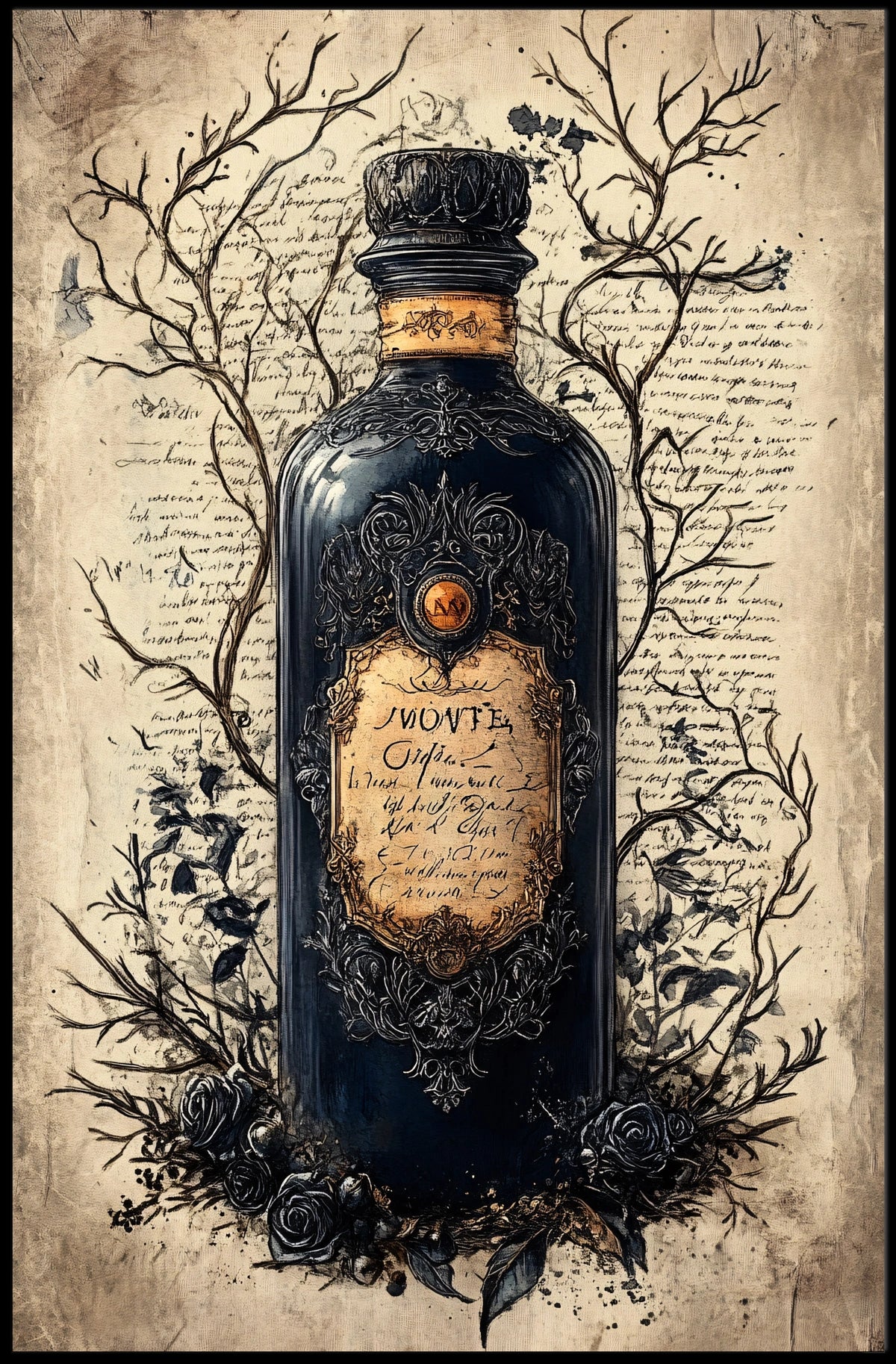 Vintage Elixir Bottle Decor Art Print Heritage Poster