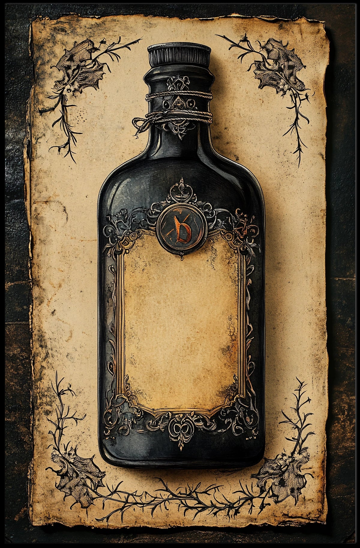 Vintage Ornate Bottle Fine Art Heritage Poster