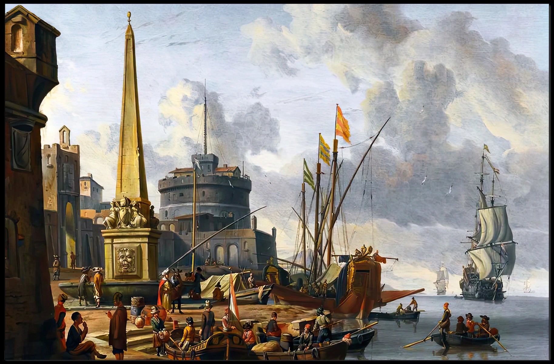 Renaissance Port Scene Captivates in Cultural or Heritage Poster