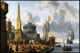 Renaissance Port Scene Captivates in Cultural or Heritage Poster