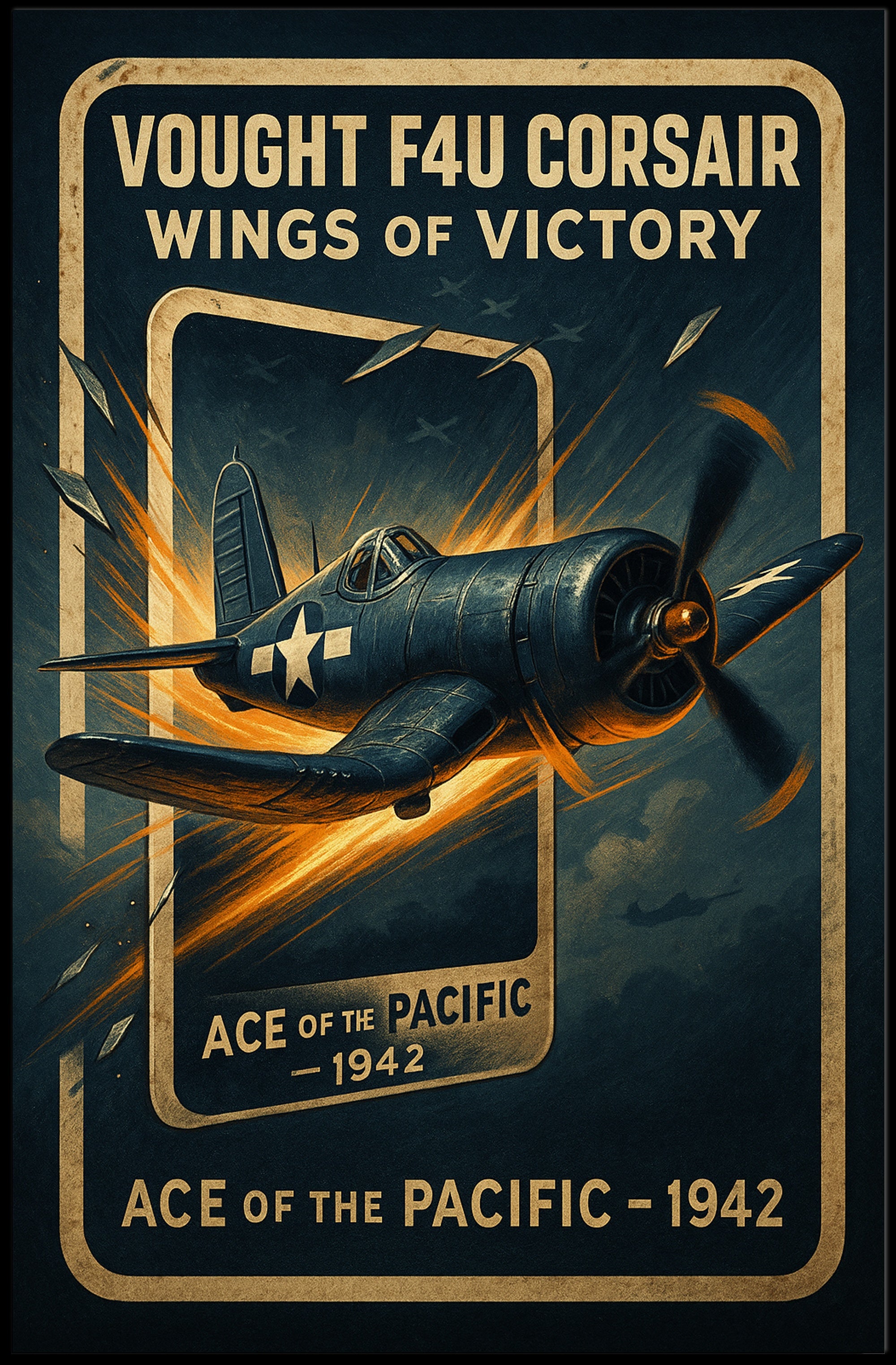 Vought F4U Corsair WWII Vintage Aviation Poster