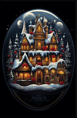 Christmas Wonderland Victorian House Festive Artistic Poster