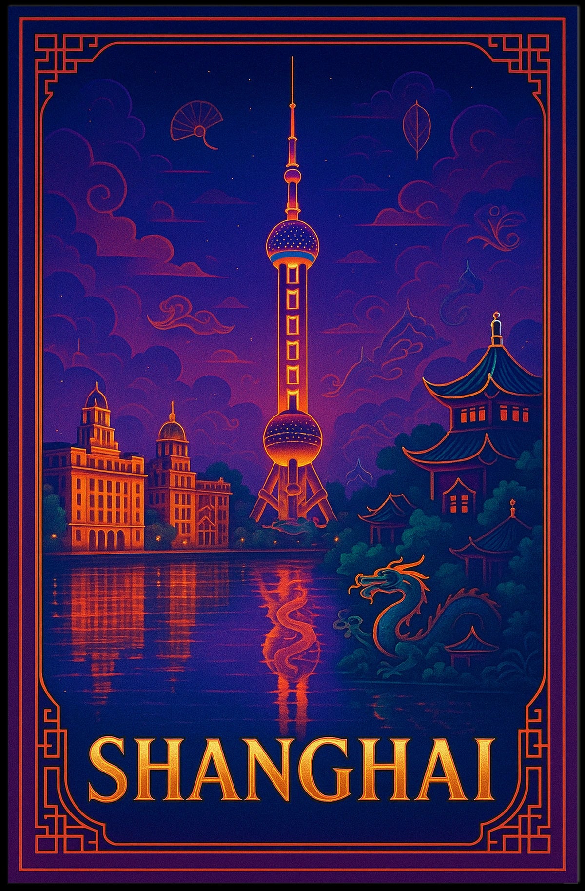Shanghai Skyline Poster