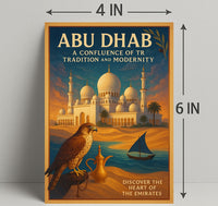 Abu Dhabi's Majestic Mosque and Falcon Cultural Poster