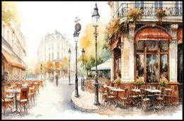 Parisian Street Café Scene Poster PosterGoat