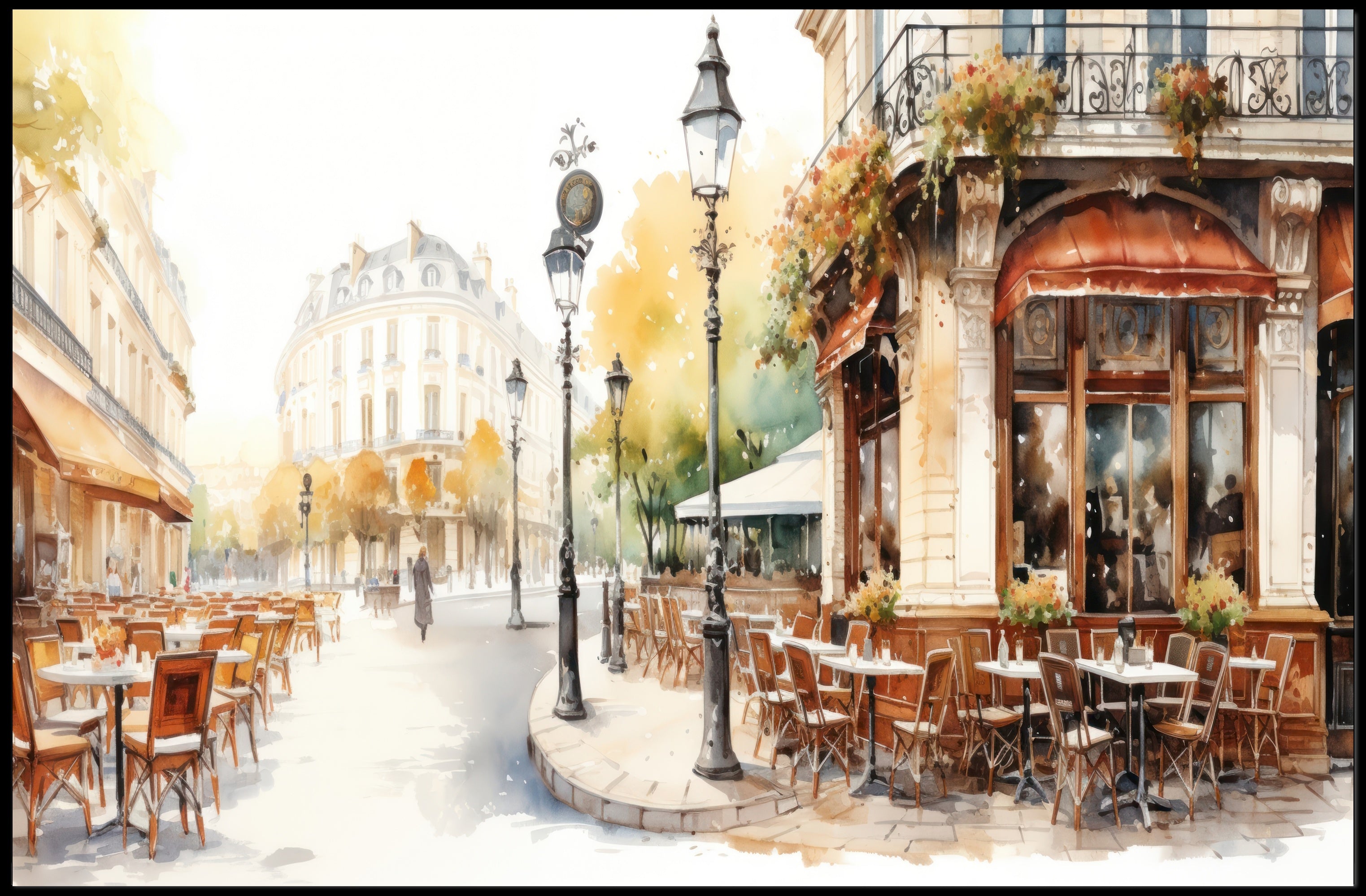 Parisian Street Café Scene Poster PosterGoat