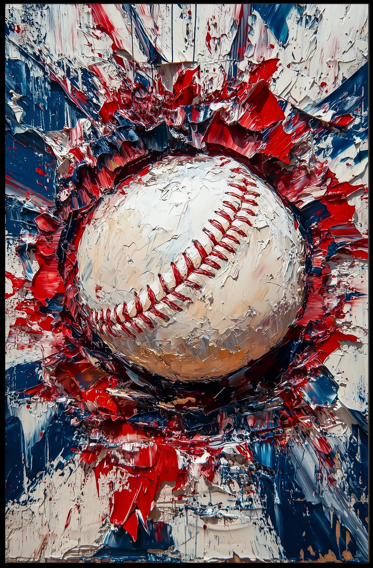 Baseball Themed Abstract Art For Sports Decor Poster
